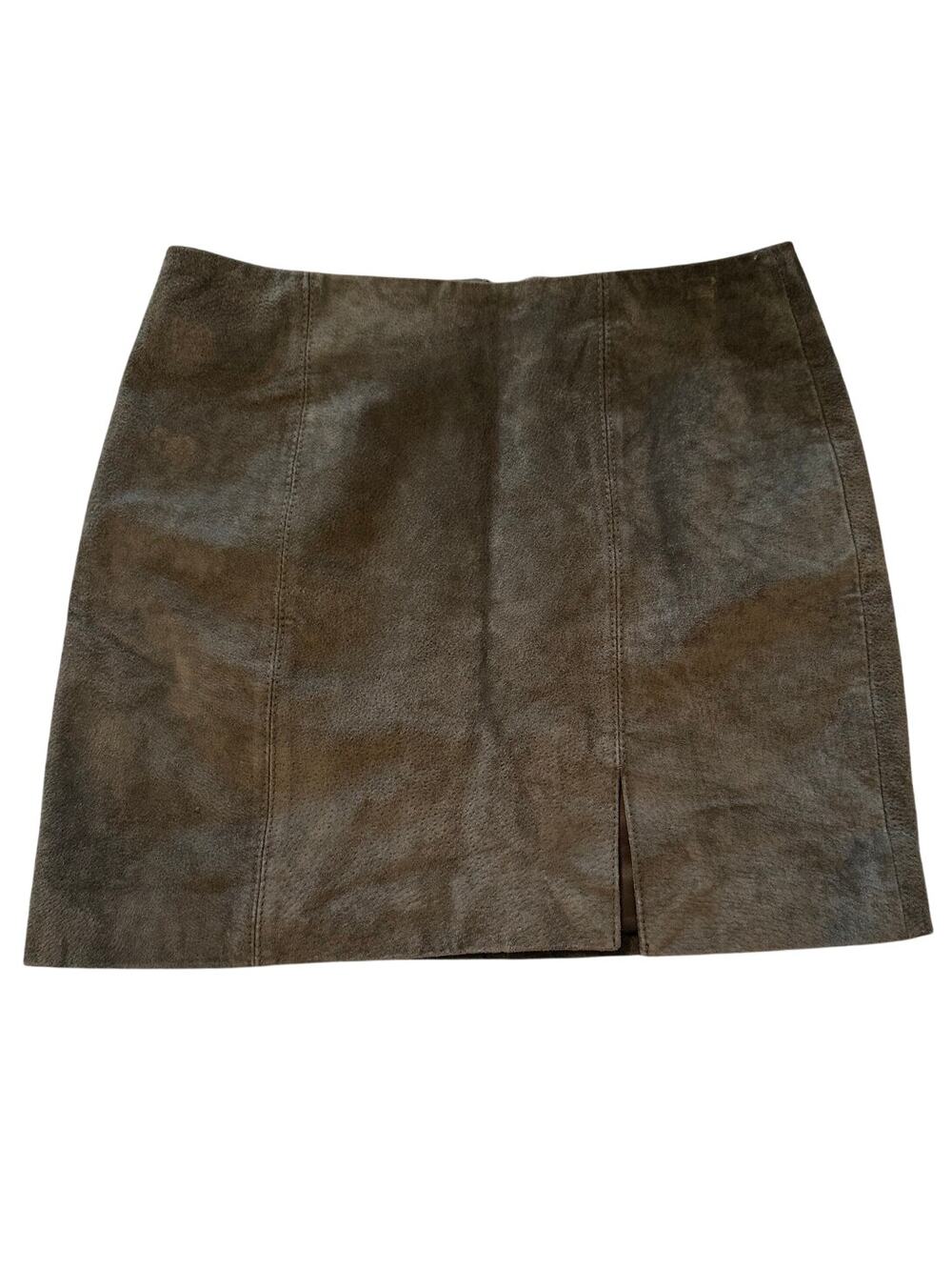 Bkanknyc Brown Suede Leather Zip Back Miniskirt Size 26